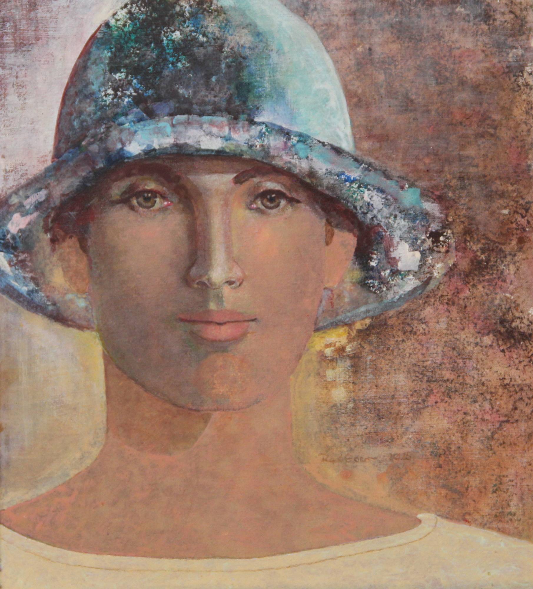 Frau mit blauem Hut