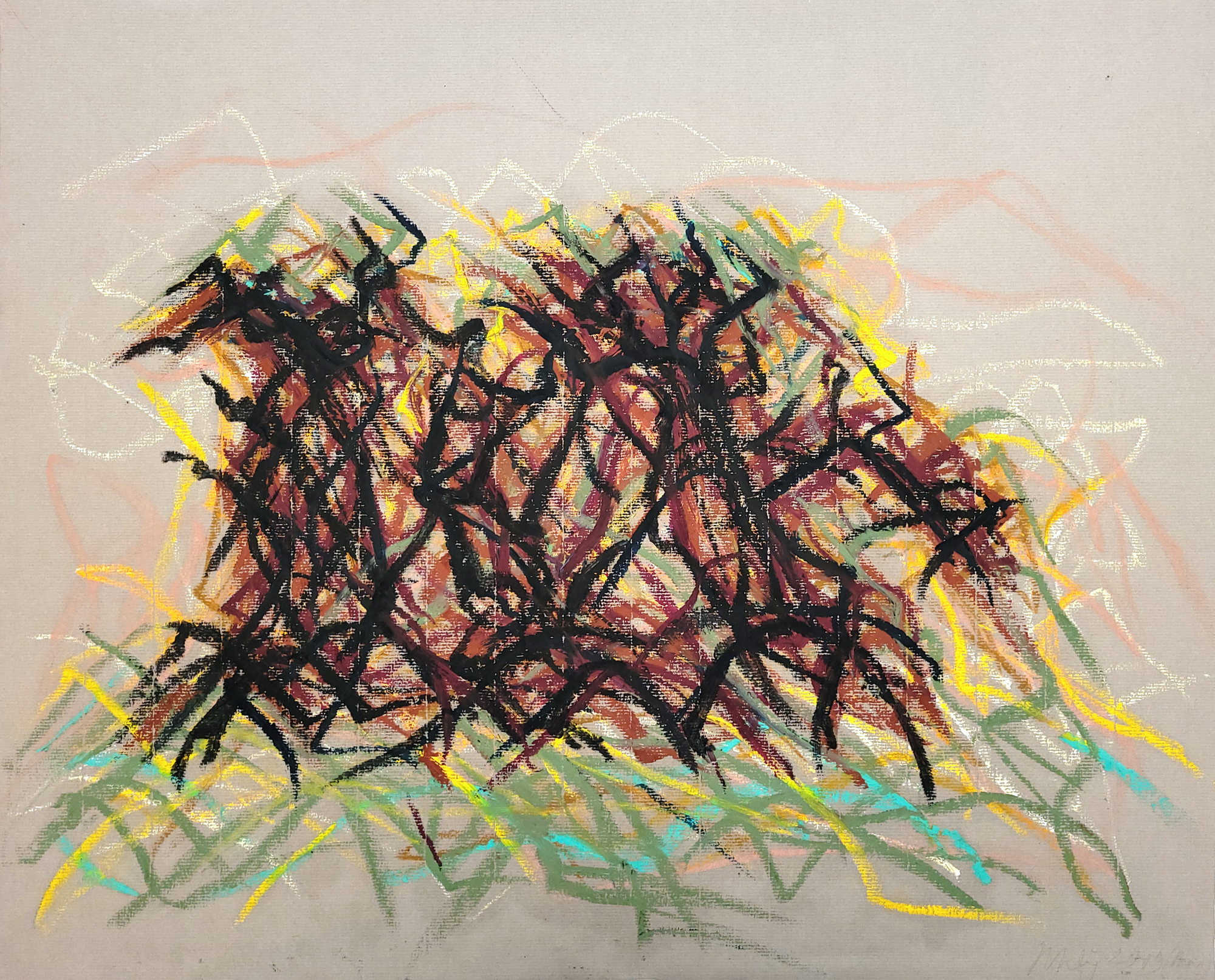 Groupe de ceps de vignes à trois (avec jaune-vert)