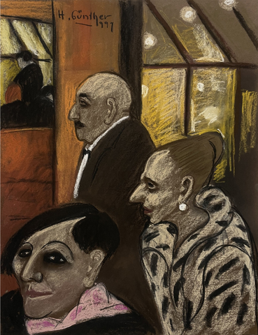Herta Günther: Gäste im Café Flore, 1991