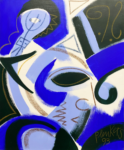 Stefan Plenkers: Kopf mit schwarzem Auge, 1993