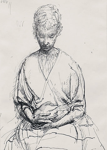 Werner Tübke: Kniestück einer jungen Frau, 1957