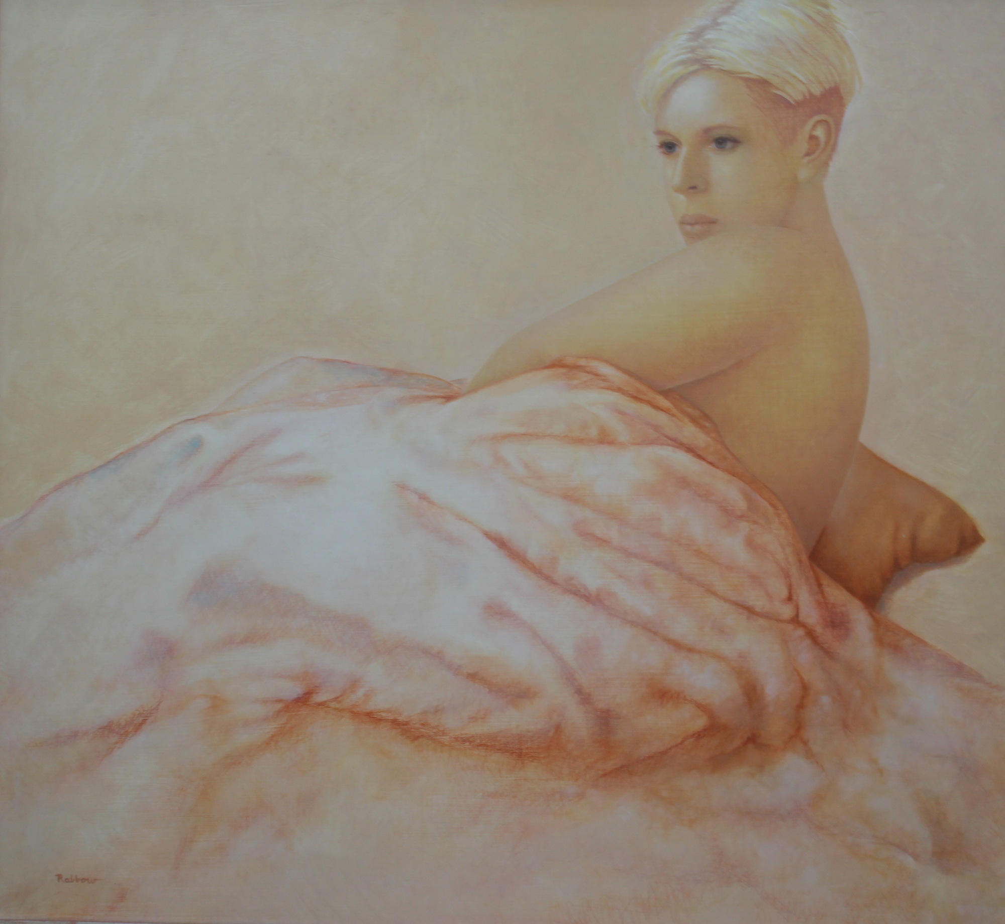 Liegende mit hellem Haar