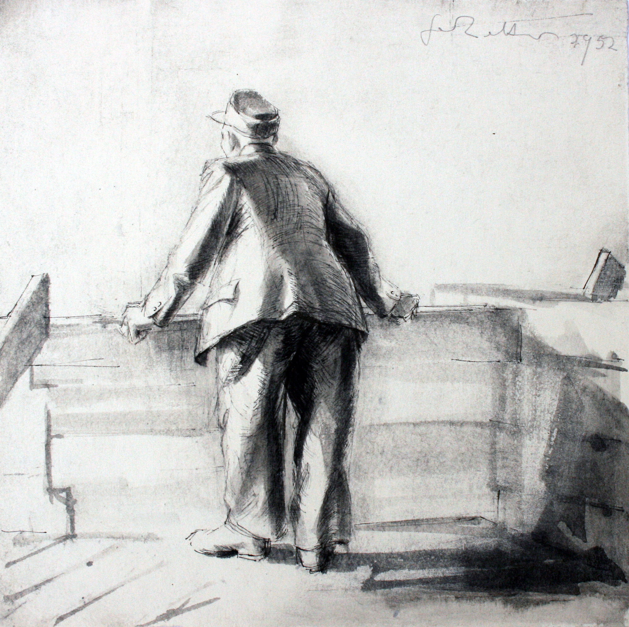 Alter Mann vor Brüstung