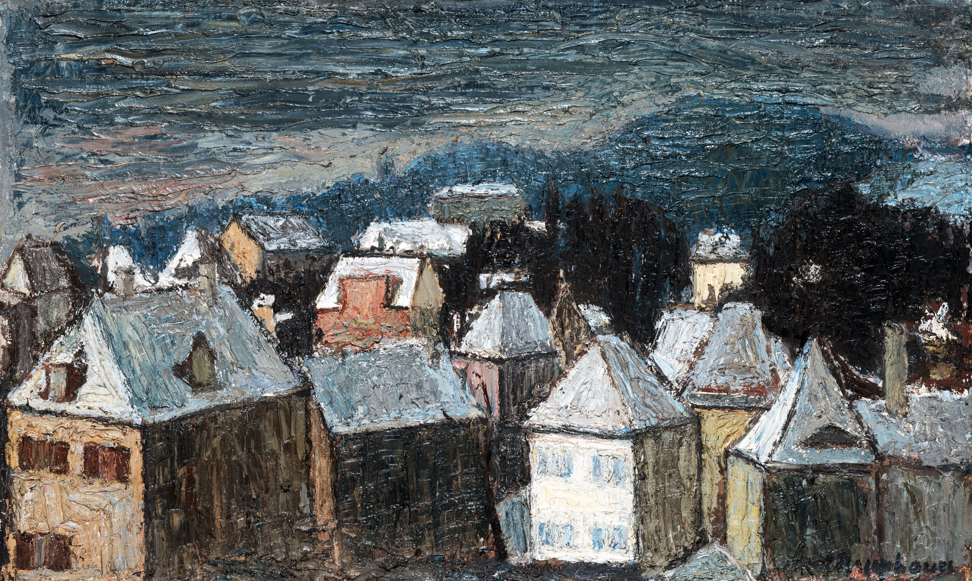 Winterlandschaft, Blick von Hoflößnitz, und verso: Stillleben mit Zinnkrug, Figur und Masken