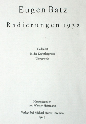 Eugen Batz: Mappe Radierungen 1932, 