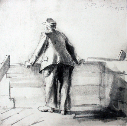 Gerhard Kettner: Alter Mann vor Brüstung, 1952