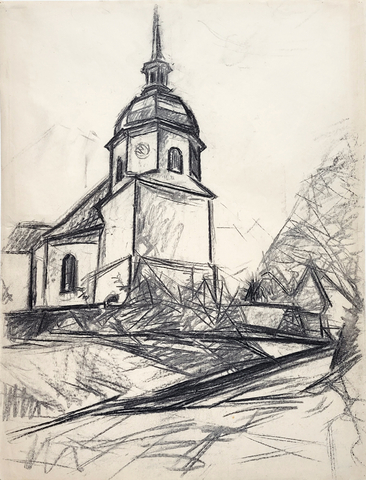 Hermann Glöckner: Die Kirche von Johnsbach, 1950