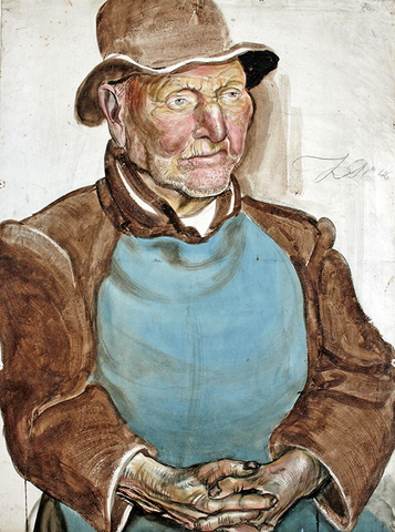 Kurt Günther: Mann mit Schürze und Hut, 1946