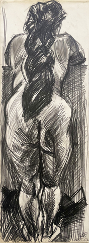 Curt Querner: Rückenakt mit Haarschweif, 1967