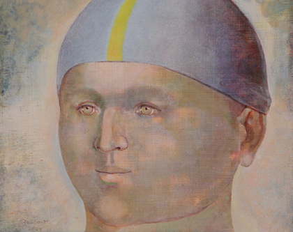 Heinz Rabbow: Schwimmer mit blauer Kappe, 2024