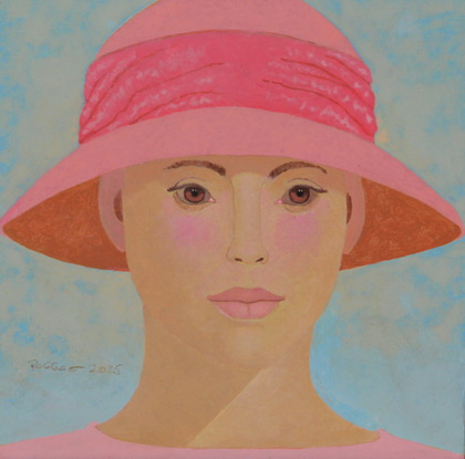 Heinz Rabbow: Junge Frau mit rosa Hut, 2025