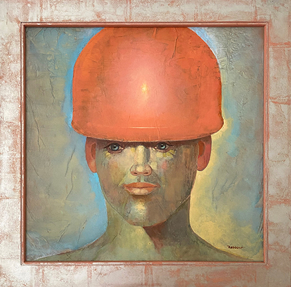 Heinz Rabbow: Junger Mann mit rotem Helm, 2024