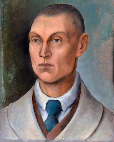 Otto Ritschl: Selbstporträt (verso: Stilleben mit Fruchtständer 1924), 1923